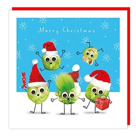 Tracks Publishing Humorous Open Christmas Greeting Card - Sprout Party - From The Fluff Range - Googly Eyes and Fluffy Embellishments