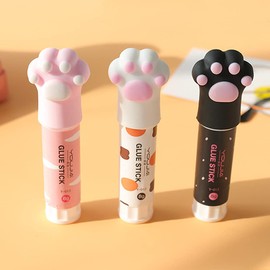 3Pcs Random Color Cat Claw Cute Glue Stick Kawaii Stationery Binding Tool School Office Supplies One Piece Art Glues and Pastes