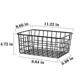LeleCAT Wire Baskets with Handles Wire Storage Organizer Bin Baskets, Pantry, Closets, Bedrooms - Set of 2（Black）