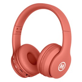 Mokata Kids Headphones Bluetooth 5.3 60H Play Time Wireless Kids Volume Limited 85 /110dB Over Ear Foldable Protection Headset with Mic AUX 3.5mm for Boys Girls Child School Pad Tablet Coral