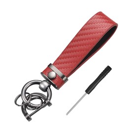 Flaconi Car Keychain,Leather Keyring,Keyrings for Men,Leather Key Fob,Keyring Strap,Keyring for Car Keys,Detachable Keyring,Microfiber Leather Key Rings,Car Accessories Key Ring for Men Women(Red)