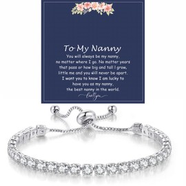 Fehki Gifts for Mum/Grandma/Sister/Nanny/Wife,Tennis Bracelet for Women Teen Girls Birthday Christmas Valentines Day Graduation Gifts for Women Girls (04.Nanny)