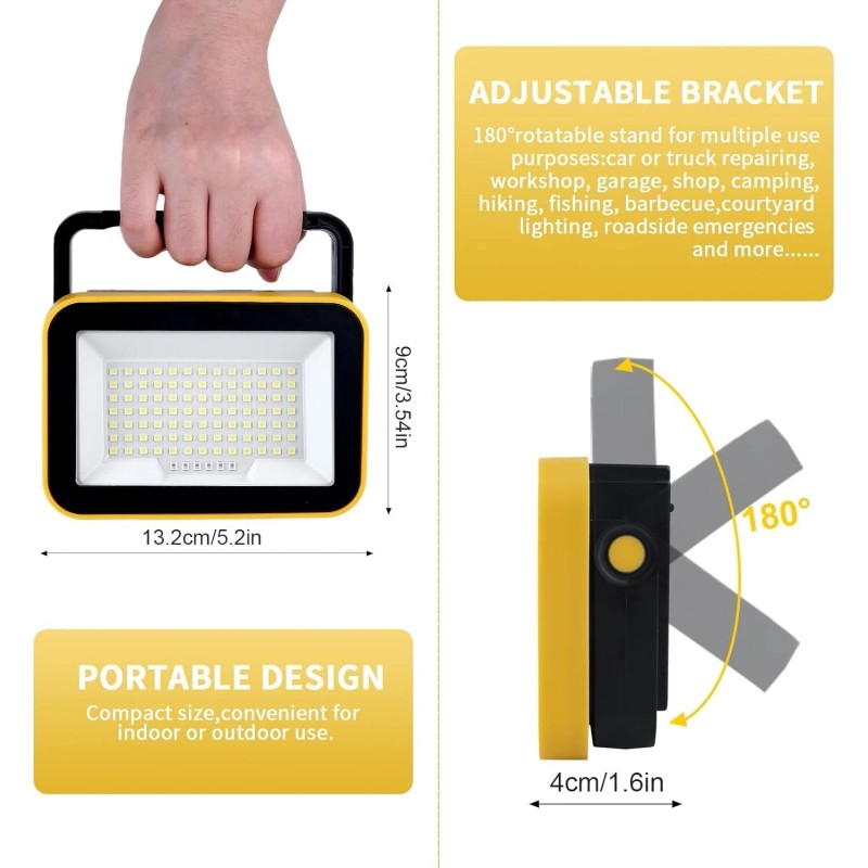 T-SUN 2PCS Rechargeable Work Light LED Battery Flood Light Outdoor
