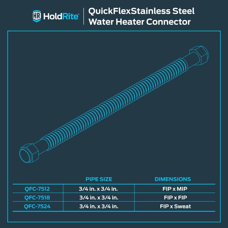 HoldRite QuickFlex 3/4 Inch FIP x 3/4 Inch MIP x
