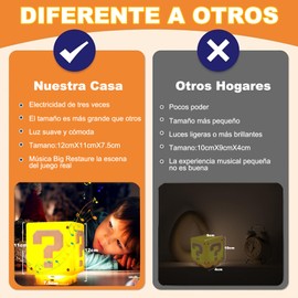 Super Bros Luz de Noche, ASHDNSZD Lampara de Noche Decoracion Recamara, con Efectos de Sonido de Juego, Luz de Noche de Cuadrado de Signo de Interrogación, Regalo para Niños, Familia, Amigos