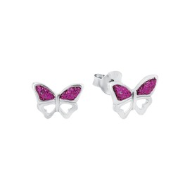 Amor 9211173 Stud Earrings 925 Sterling Silver Girls Children's Earrings 0.7 cm Silver Butterfly Comes in Jewellery Gift Box, Sterling Silver Sterling silver Resin, No Gemstone