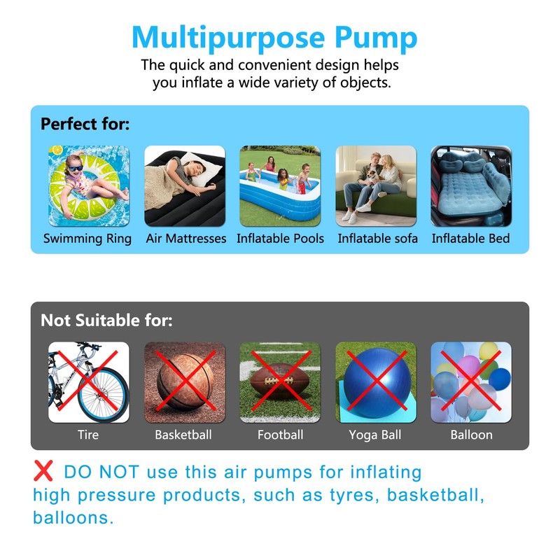 Newpol Inflatable Bed Pump(AC:110-120V Power Plug), Electric Air Pump with