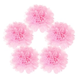 MECCANIXITY 5Pcs Paper Pom Poms, 6 Inch Paper Flowers Tissue Paper Flowers Mexican Paper Flowers for Birthdays Party Wedding Pink