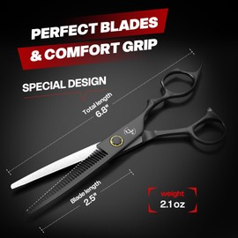 Fcoget Professional Hair Thinning Shears Hair Cutting Texturizing Teeth Scissors - 6.8" HIGH-END Extremely Sharp Scissors 440C Stainless Steel for Salon Home Stylists
