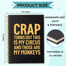 Sixrip Crap Turns Out This Is My Circus 160 Blank Pages Spiral Notebook, Funny Boss Gifts for Men Women, Teacher Gifts Monkey Gifts for Coworker, Mother's Day Birthday Gifts for Mom