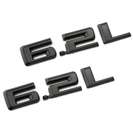 2pcs New 6.2L Emblems 3D Hood Badge Logo Compatible for Chevy Silverado 1500 2500HD (Glossy Black)