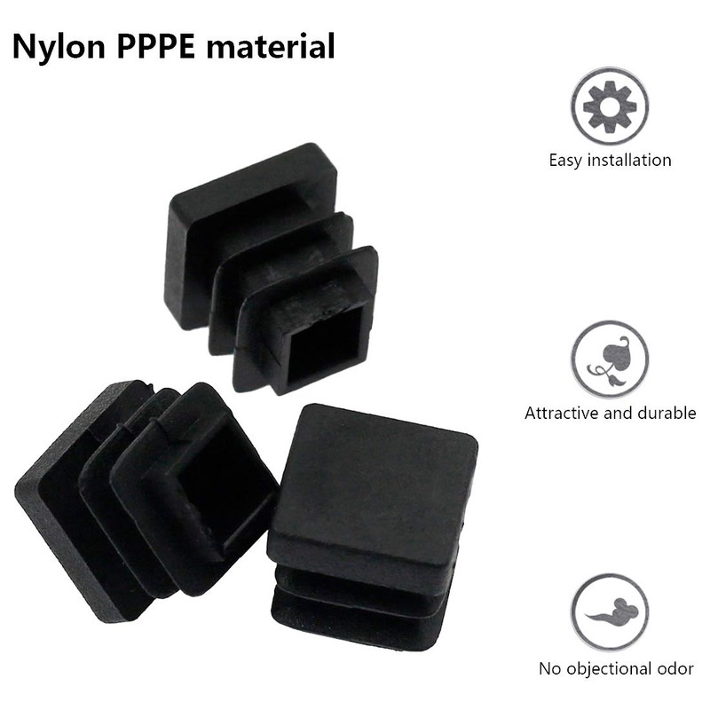 Qjaiune 12 Pcs 13mm (1/2 Inch) Square Black Plastic Chair