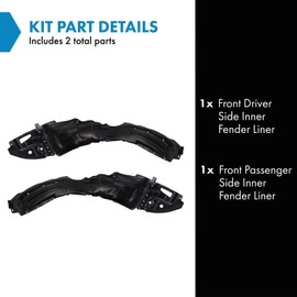 TRQ Front Inner Fender Liner Set Compatible with 2014-2016 Toyota Corolla TO1248178 TO1249178