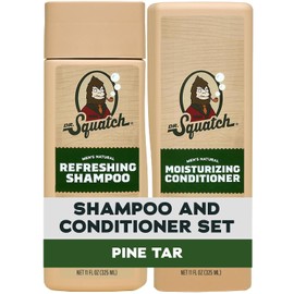 Dr. Squatch Paquete de Cabello Natural para Hombres - Cabello Saludable y de Aspecto Abundante - Champú de Alquitrán de Pino (8 fl oz), Acondicionador de Alquitrán de Pino (11.5 fl oz)