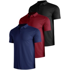 Tchumum Polo Shirts for Men Golf 3 Pack Performance Work Moisture Wicking Polyester Athletic Quick Dry Fit Breathable Lightweight Sport Mesh Polos (Multipack 2, L)