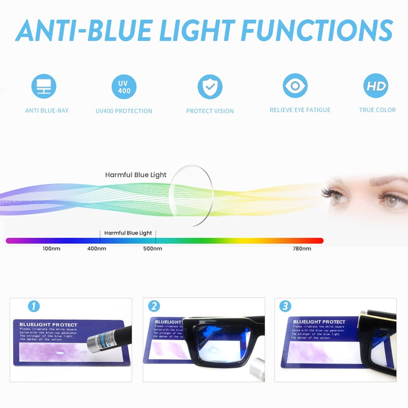 JM 3 Pack übergroße Quadratische Lesebrille für Damen Herren, Blaulichtfilter