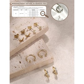 ORAZIO Small Gold Hoop Earrings for Women Hypoallergenic 14K Gold Plated Chunky Huggie Earring Sets for Multiple Piercing Dainty Earing Stacks Set Cute Silver Cartilage Jewelry Trendy Gifts Gold A