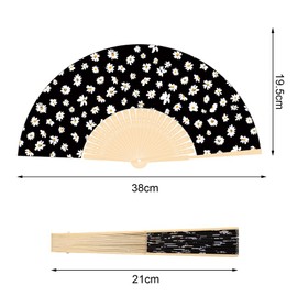 JYSILIYH Folding Hand Fan for Women,Foldable Chinese Japanese Vintage Hand Held Bamboo Silk Folding Fan Hand Fan for for Hot Flash, Church, EDM, Music Festival, Party, Dance, Performance (Daisy)
