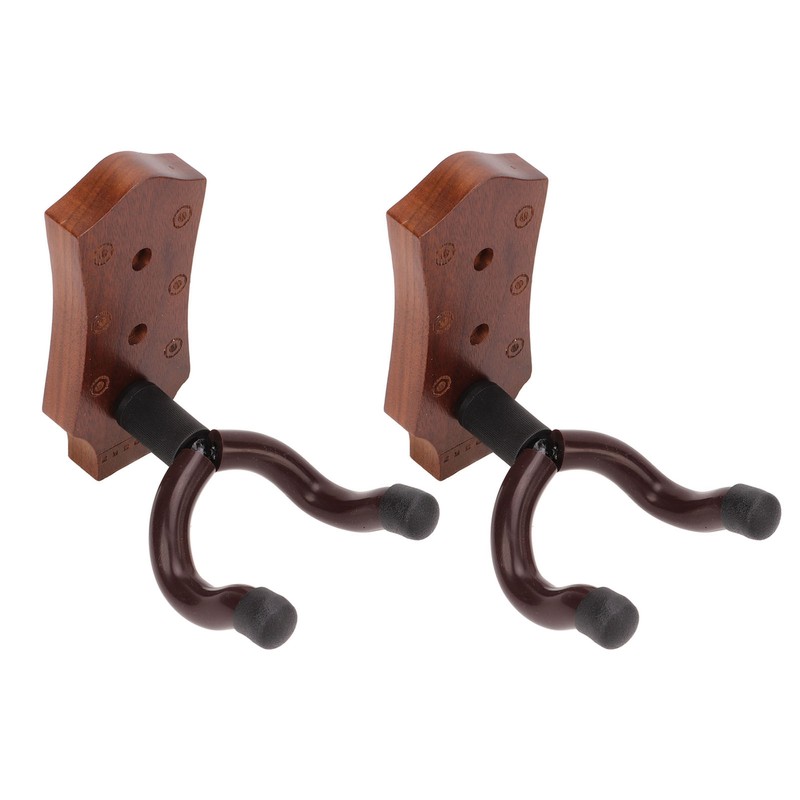 2pcs Guitar Wall Hanger Elegant Black Walnut Guitar Wall Mount