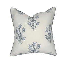 Jillien Harbor Throw Pillow for Outdoors Mary Off-White Periwinkle Floral Pillow Cover Grandmillennial Pillow Cover 19" x 19" 48 cm x 48 cm Grandmillennial Home Decor (19" x 19")