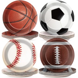 Sports Themed Party Decorations,40Pcs Sports Party Plates,7Inch - Baseball Football Soccer Basketball Round Paper Plate Sets,for Sports Themed Celebrations,Game day,Birthday Decorations for Boys
