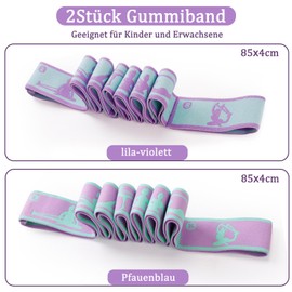 Yoga Stretching Band, Pack of 2 Yoga Stretch Strap with 8 Loops, Yoga Stretching Strap, Highly Elastic Gymnastics Band for Pilates, Dance, Gymnastics, Effective Stretching