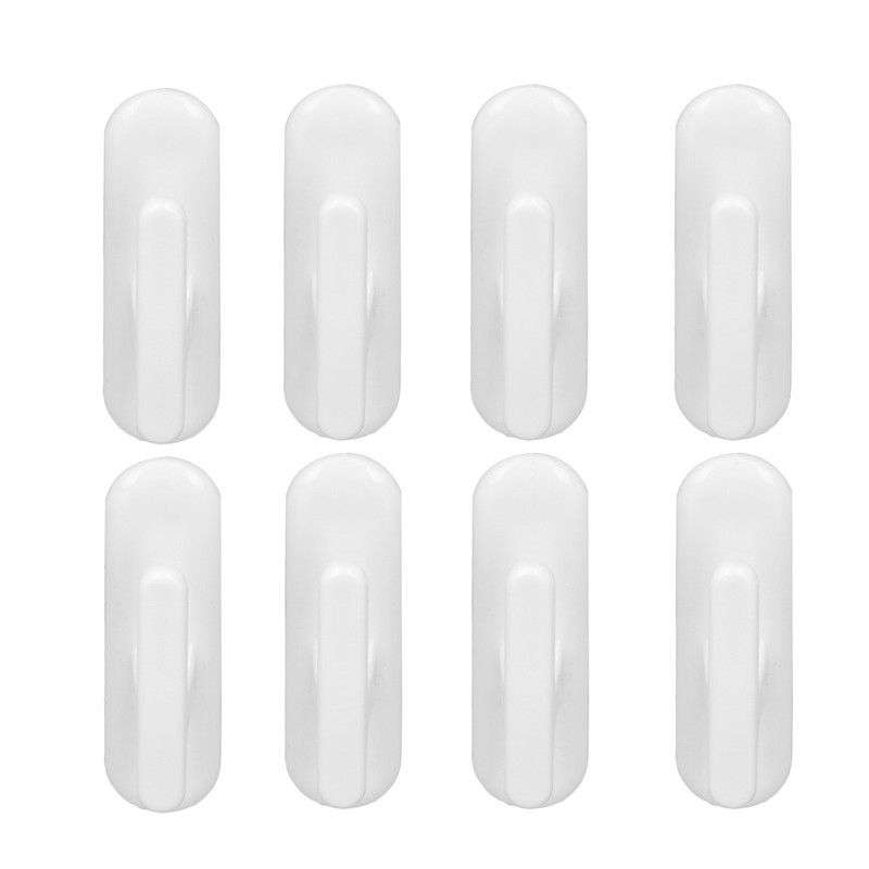 8Pcs Wall Self Adhesive Curtain Hooks White Reusable Plastic Curtain
