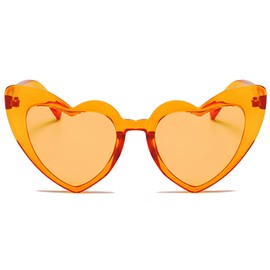 JCTAIFOO Love Heart Shaped Sunglasses for Women Vintage Cat Eye Retro Cute Mod Style Hippie Party Glasses, orange