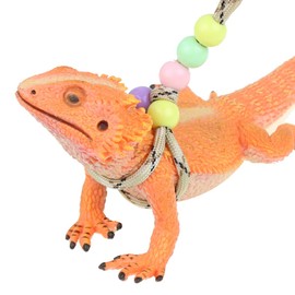 Adjustable Reptile Training Lead Harness Leash Nylon Rope for lizard Crested Gecko Chameleon Guinea Pig ferrets Hamster Rats (Brown)