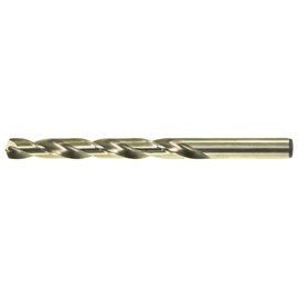Drillco 500E Series Cobalt Steel Jobber Length Drill Bit, Bronze Finish, Round Shank, Spiral Flute, 135 Degree Split Point, 9/64" Size (Pack of 12)