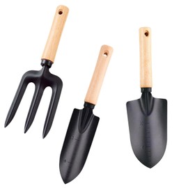 3 Pieces Garden Tools Set, Stainless Steel Gardening Tools Sets with Wood Handle, Gardening Hand Tool for Man Woman Planting Gift