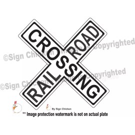 CROSS BUCK SIGN // TRAIN // LOCOMOTIVE / EMBOSSED - RAIL ROAD SIGN, TRAINS