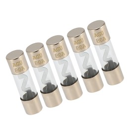 Partuto 5 Pcs 80A Universal AGU Fuse - Metal Glass Silver Tone