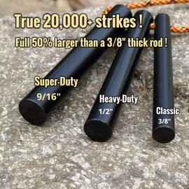FERROFIRE Super-Duty 9/16 Inch Thick x 4 Inch Long Drilled Ferro Rods Flint and Steel Ferrocerium Rod with A Lanyard Hole for DIY Fire Starter in Camping Emergency Hiking Bushcraft Survival