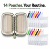 A8 Pill Pouches for Travel, 14 Reusable Pouches, Green Travel