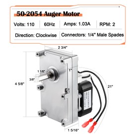 Hiorucet 2RPM 50-2054 Auger Motor Replacement Parts for Enviro M55 & Vistaflame VF55 Pellet Stoves, PH-CW2 Clockwise Agitator/Auger Feed Motor for Enviro & Vista Flame Pellet Stoves.