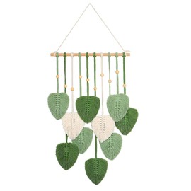 YINGSC Macrame Wall Hanging Green Leaf Tassel Tapestry Bohemian Chic Home Decor Modern Handmade Leaves Feather Wall Art Decorations for Bedroom Living Room Apartment Ornament