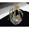 Autom Spun Glass Nativity Ornament with Gold Glitter Accents, 2"