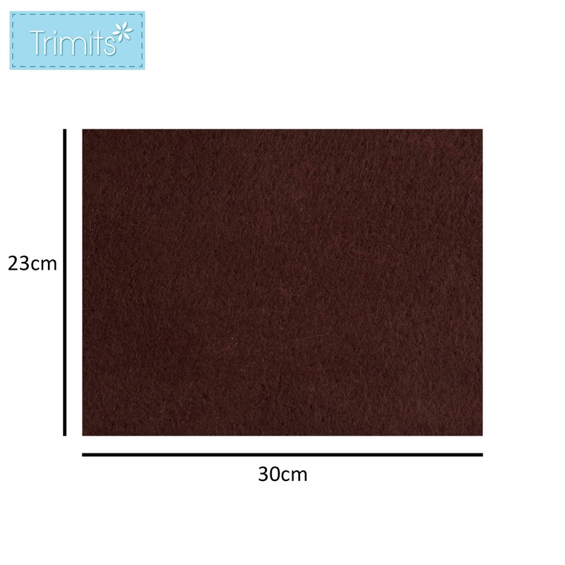 Trimits Craft Felt, 10 Pack, Brown, 23 x 30cm