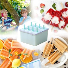 Moldes para paletas de hielo caseras Moldes de silicona para paletas-Sin BPA Con 8 Reusable Popsicle Sticks, 8 agujeros de paleta, Mini Embudo Telescópico Plegable