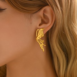 Nawflue Earrings for Women 18K Gold Plated Dainty Bow Butterfly Earrings Trendy Bow Stud Hoop Earrings Drop Dangle Jewelry Gift