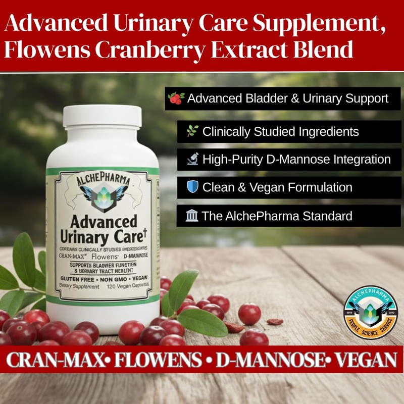 AlchePharma Advanced Urinary Care Supplement, Flowens Cranberry Extract Blend (120