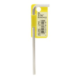 Genuine Article Made in USA BONDHUS Hex L-Wrench Long 3/16 Inch [Short Handle: 29mm Long Handle: 119mm] Plated ZL3/16 No.16110
