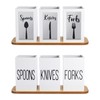 Gejoy Clear Acrylic Silverware Cutlery Caddy Utensil Holder with Wood