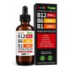 Vitamina B12 Líquida KAKEWEEU Complejo B con Metilcobalamina, para Cerebro