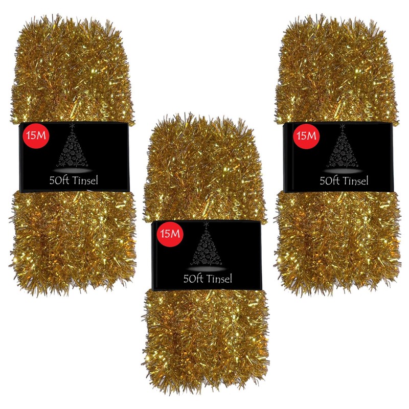 50ft Tinsel Garland For Christmas Tree Decorations Xmas Thick Metallic