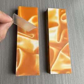 Uotowell Pre-Cut Acrylic Resin Sheets for Engraved Decorative Guitar Bodies, Necks, Gun Grips and Knife Handle Scales Blanks - Orange White
