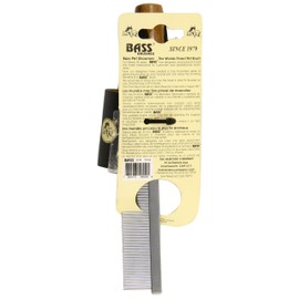 Bass Brushes Fine Tooth Metal Pet Comb with Bamboo Wood Handle