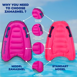 Premium Kids Inflatable Boogie Board Lightweight Swimming Floating Surfboard for Beach & Pool Fun Durable Inflatable Surf Body Board for Wave Riding Summer Pool Floats & Beach Toys (Pink)