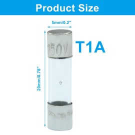 Jiozermi 20 Pcs 5x20mm 1A 250V T1AL250V Slow-Blow Glass Fuses, 0.2 x 0.78 Inch 1 Amp 250 Volt Time Delay Tube Fuse